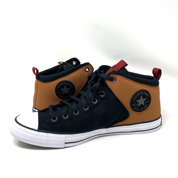 Converse CTAS HIGH STREET Black Canvas Brown Heel Mid Top Sneakers Men's 166077C - Picture 6 of 10